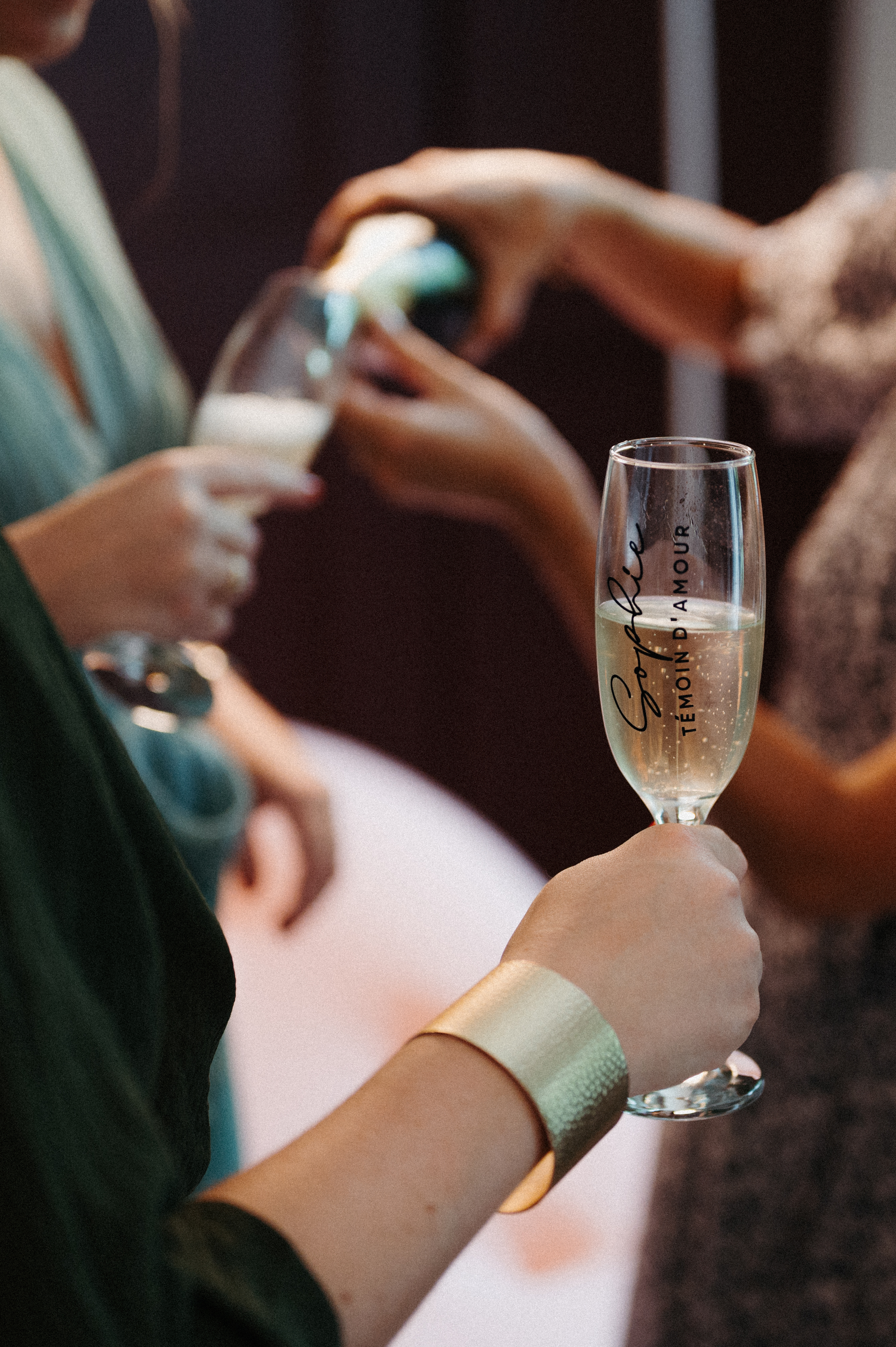 Coupe de champagne personnalisée pour la réception